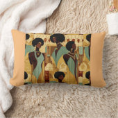 アフロ中心型ルネサンスパターン（の模様が）あるス女性織物 –  ランバークッション (ブランケット)