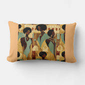 アフロ中心型ルネサンスパターン（の模様が）あるス女性織物 –  ランバークッション (正面)