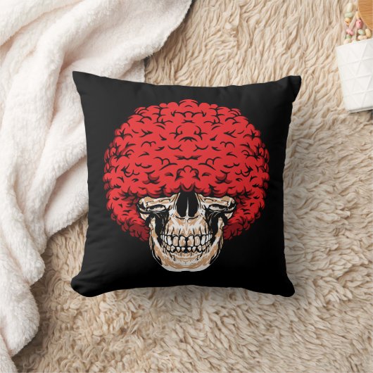 アフロ人のスカル：豊富な巻き毛 クッション (ブランケット)