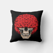 アフロ人のスカル：豊富な巻き毛 クッション (裏面)