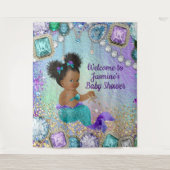 アフロ人魚のベイビーシャワー背景 タペストリー (正面)