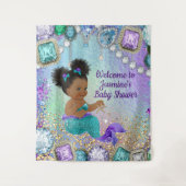 アフロ人魚ベイビーシャワー背景バナー タペストリー (正面)