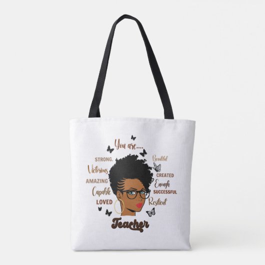 アフロ先生黒人女性先生アフリカンアメリカン トートバッグ (裏面)