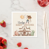 アフロ女性のカーボーイウエスタンガールランチカボスベビーシャワー スタンダードカクテルナプキン (インサイチュ)