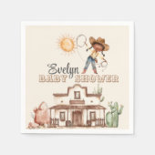 アフロ女性のカーボーイウエスタンガールランチカボスベビーシャワー スタンダードカクテルナプキン (正面)