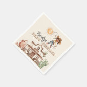 アフロ女性のカーボーイウエスタンガールランチカボスベビーシャワー スタンダードカクテルナプキン (角)