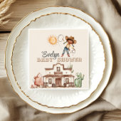 アフロ女性のカーボーイウエスタンガールランチカボスベビーシャワー スタンダードカクテルナプキン