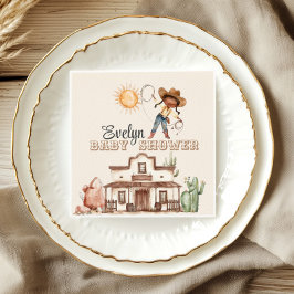 アフロ女性のカーボーイウエスタンガールランチカボスベビーシャワー スタンダードカクテルナプキン