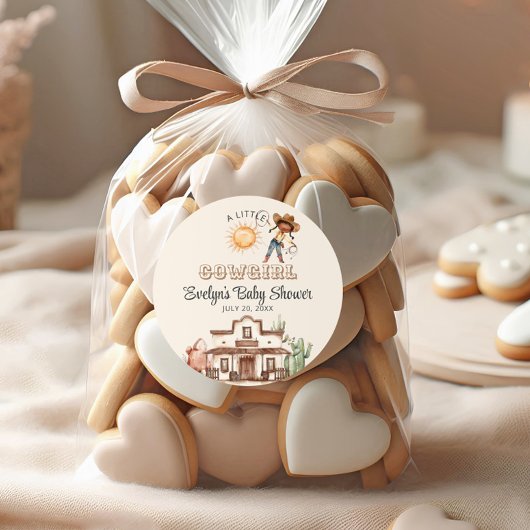 アフロ女性のカーボーイウエスタンガールランチカボスベビーシャワー ラウンドシール