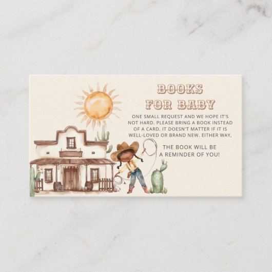 アフロ女性のカーボーイウエスタンガールランチブックスフォーベビー エンクロージャーカード (正面)