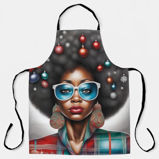 アフロ女性の休暇ムード エプロン (正面)