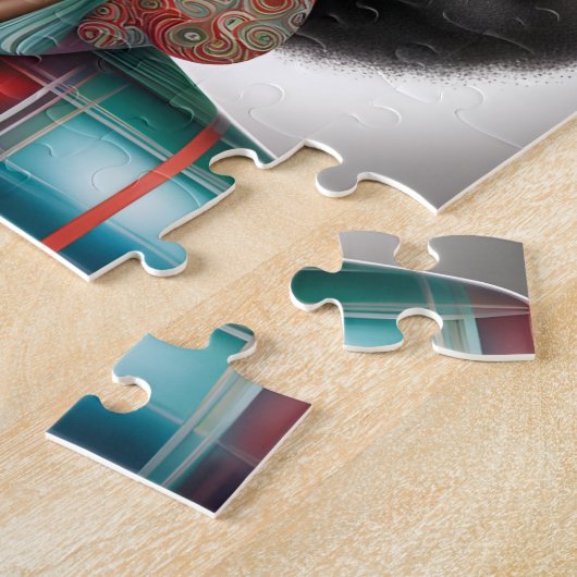 アフロ女性エレガントと奇妙な休日の気分 ジグソーパズル (側面)