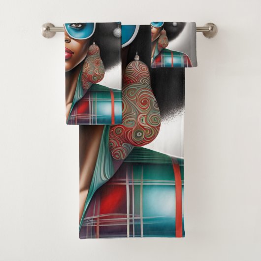 アフロ女性エレガントと奇妙な休日の気分 バスタオルセット (インサイチュ)