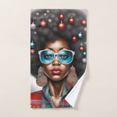 アフロ女性エレガントと奇妙な休日の気分 バスタオルセット (ハンドタオル)