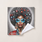 アフロ女性エレガントと奇妙な休日の気分 バスタオルセット (ウォッシュタオル)