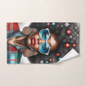 アフロ女性エレガントと奇妙な休日の気分 バスタオルセット (ハンドタオル)