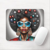 アフロ女性エレガントと奇妙な休日の気分 マウスパッド (マウス)