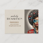 アフロ女性エレガントと奇妙な休日の気分 名刺 (正面)