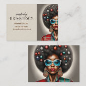 アフロ女性エレガントと奇妙な休日の気分 名刺 (正面/裏面)