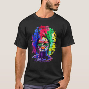 アフロ女性ブラッククイーンアフリカンアメリカン・メラニン・ク Tシャツ