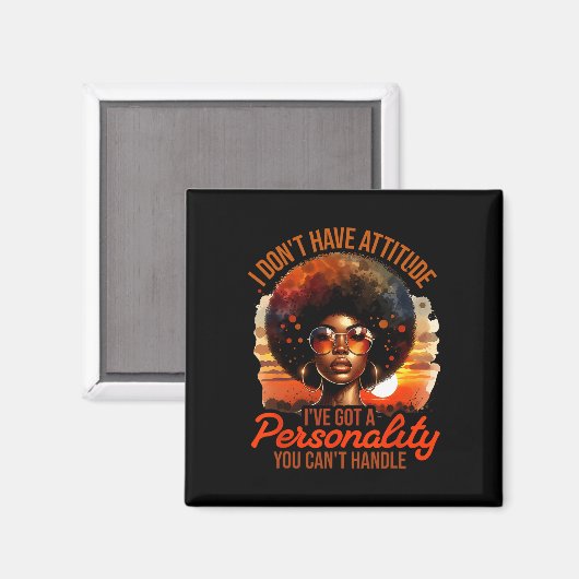 アフロ女性ブラックプライドアフリカンアメリカン・ガールウィメンズ マグネット (正面/裏面)