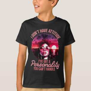 アフロ女性ブラックプライドアフリカンアメリカン・ガールウィメンズ Tシャツ
