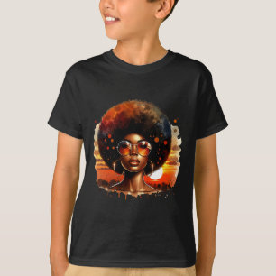 アフロ女性ブラックプライドアフリカンアメリカン・メラニン Tシャツ