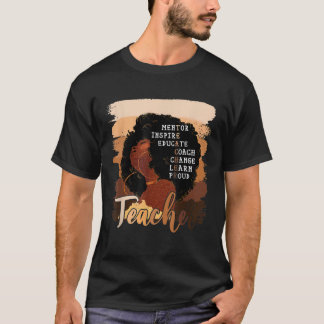 アフロ女性メラニン先生誇りを持ったブラックヒストリーモン Tシャツ