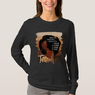 アフロ女性メラニン先生誇りを持ったブラックヒストリーモン Tシャツ