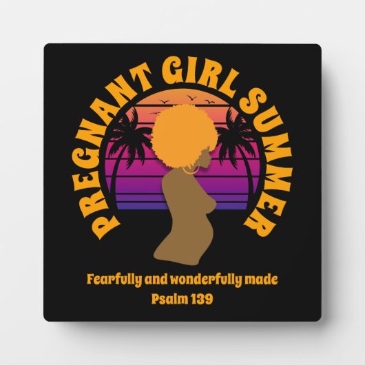 アフロ女王の妊娠ガールサマーカスタムクリスチャン フォトプラーク (正面)