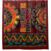 アフロ幾何学模様 シャワーカーテン (正面)