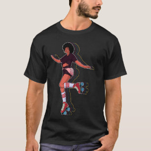 アフロ溝ローラスケートレトロ80s 70sディスコファンク tシャツ
