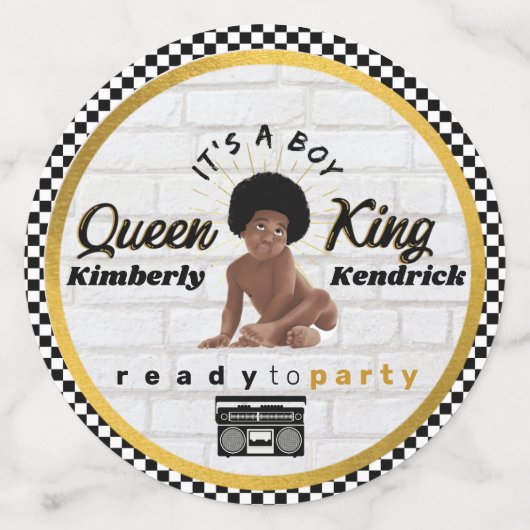 アフロ男の赤ちゃん90のヒップホップレトロベビーシャワー写真 コンフェッティ (ラージ正面)