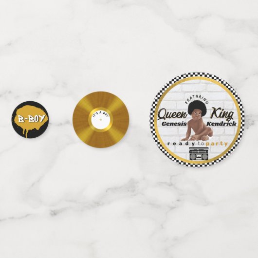 アフロ男の赤ちゃん90のヒップホップレトロベビーシャワー コンフェッティ (裏面)