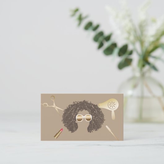 アフロ美しいサロンメイクアップアーティスト&美容師 名刺 (スタンド正面)