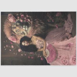 アフロ美しいフローラとライオンフェミニンポートレート 薄葉紙