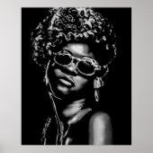 アフロ美しい女性ポートレート(AI+Human) ポスター (正面)