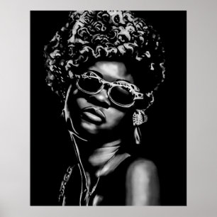 アフロ美しい女性ポートレート(AI+Human) ポスター
