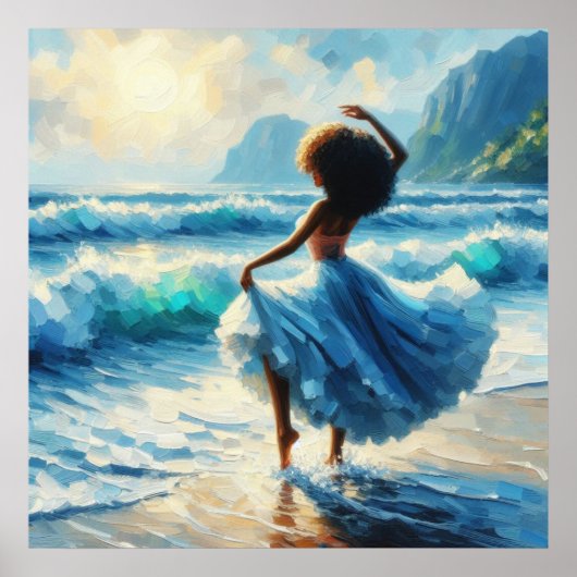 アフロ賛美女神ディバイン美しい油絵 ポスター (正面)