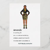 アフロ迷彩柄ガールバースデーパーティー 箔招待状 (裏面)