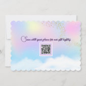 アフロ魅力的パフ赤ちゃん女の子レインボーベビーシャワー 招待状 (裏面)