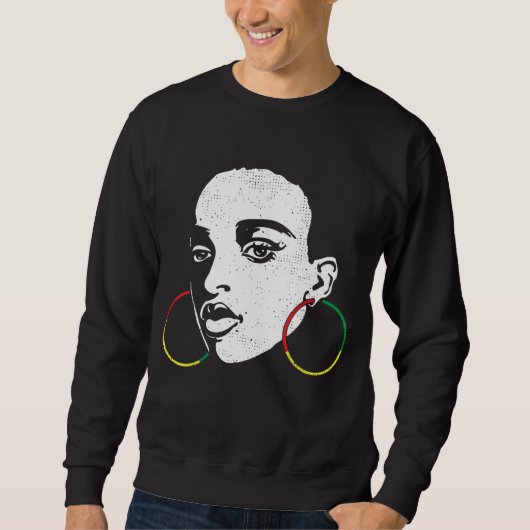アフロ黒人女性アフリカ色カッコいい黒の歴史M スウェットシャツ (正面)