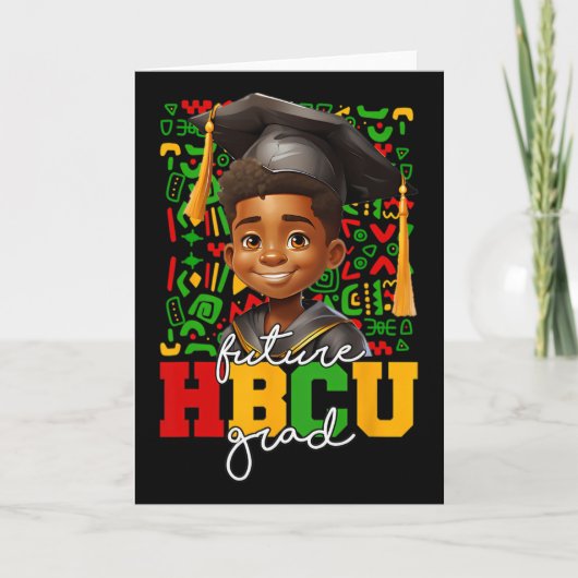 アフロ黒人少年大学卒業未来HBCU卒業生 カード (正面)