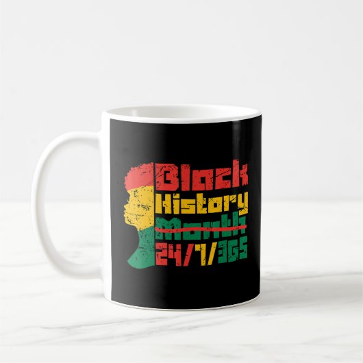アフロ黒人歴史月247365黒アフリカンミラ コーヒーマグカップ (左)