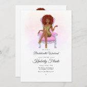 アフロ・アフリカ系アメリカ人の女王のバチェロレッテ・ウィークエンド 招待状 (正面/裏面)