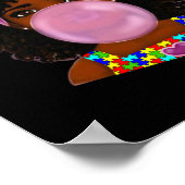 アフロ・アフリカ・アメリカ黒人女性リボン自閉症 ポスター (角)