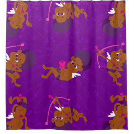 アフロ・エンジェル・ブラックキューピッド・アフリカ・チェルブ・バレンタインデー シャワーカーテン