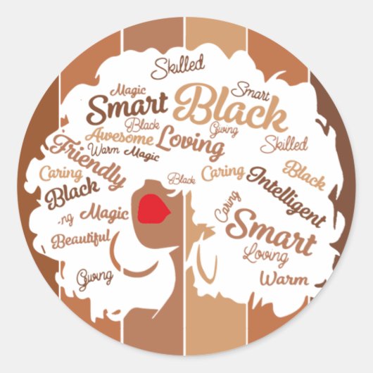 アフロ・ガール・ブラック・ウーマン・アフリカ・アメリカン ラウンドシール (正面)