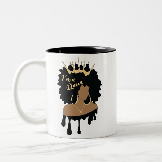 アフロ・クイーンブラック・アフリカ・アメリカ人女性 ツートーンマグカップ (左)