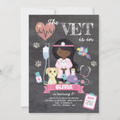 アフロ・シャルボードガール獣医バースデーパーティーへの招待 招待状 (正面)